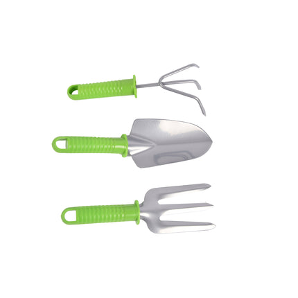 Tuinieren met Tuinhark - Groen & Silver - 710g - 1 Hark, 3 stuks Tuingereedschap