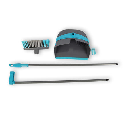 Hoogwaardige Kunststof Binnenbezem - Stoffer en blik - Geschikt voor Laminaat, PVC en Gietvloeren - Steellengte 90 cm - Gewicht 1.7 kg
