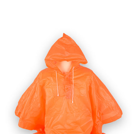 Regenponcho | Oranje | 233g | Unisex | Waterdichte poncho | vierkant& wijd | Regencape | Regenpak | 125cm*98cm