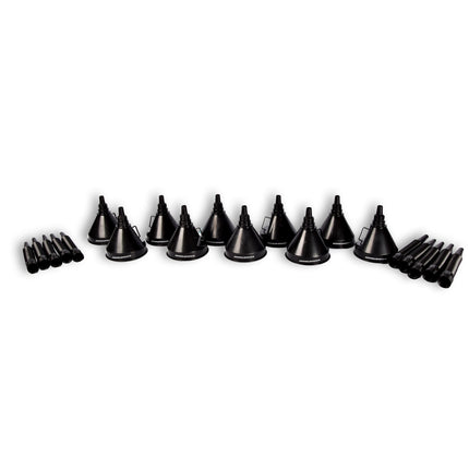 10x Zwarte Trechterset | 2-in-1 flexibel | met uitneembaar filter |  geschikt voor olie en brandstof | 17cm*14cm 