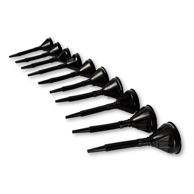 10x Zwarte Trechterset | 2-in-1 flexibel | met uitneembaar filter |  geschikt voor olie en brandstof | 17cm*14cm 