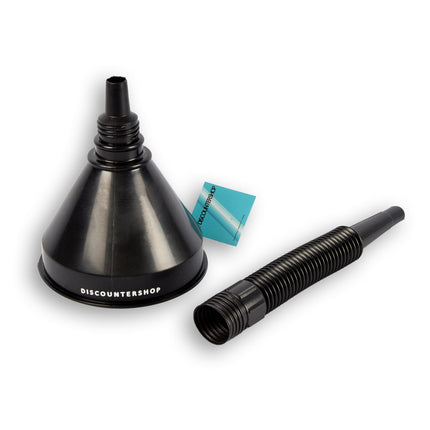 10x Zwarte Trechterset | 2-in-1 flexibel | met uitneembaar filter |  geschikt voor olie en brandstof | 17cm*14cm 