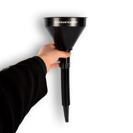 10x Zwarte Trechterset | 2-in-1 flexibel | met uitneembaar filter |  geschikt voor olie en brandstof | 17cm*14cm 