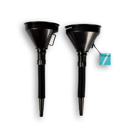 2x Zwarte Trechterset | 2-in-1 flexibel |met uitneembaar filter |  geschikt voor olie en brandstof | 17cm*14cm 