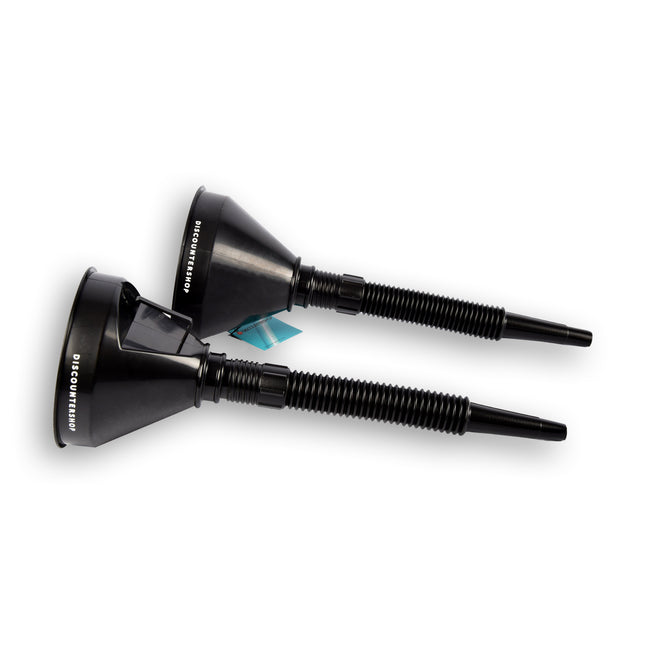 2x Zwarte Trechterset | 2-in-1 flexibel |met uitneembaar filter |  geschikt voor olie en brandstof | 17cm*14cm 