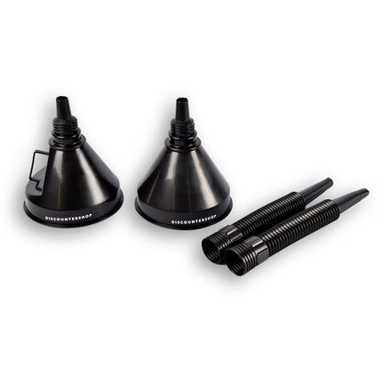 2x Zwarte Trechterset | 2-in-1 flexibel |met uitneembaar filter |  geschikt voor olie en brandstof | 17cm*14cm 