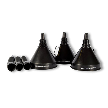 3x Zwarte Trechterset | 2-in-1 flexibel | met uitneembaar filter |  geschikt voor olie en brandstof | 17cm*14cm 