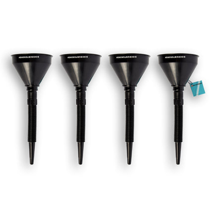 4x Zwarte Trechterset | 2-in-1 flexibel | met uitneembaar filter | geschikt voor olie en brandstof | 17cm*14cm 