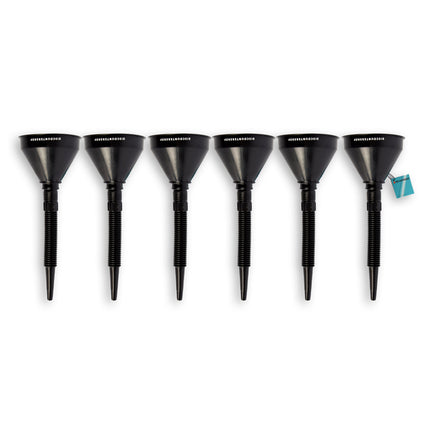 6x Zwarte Trechterset | 2-in-1 flexibel | met uitneembaar filter |  geschikt voor olie en brandstof | 17cm*14cm 
