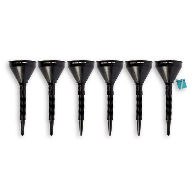 6x Zwarte Trechterset | 2-in-1 flexibel | met uitneembaar filter |  geschikt voor olie en brandstof | 17cm*14cm 