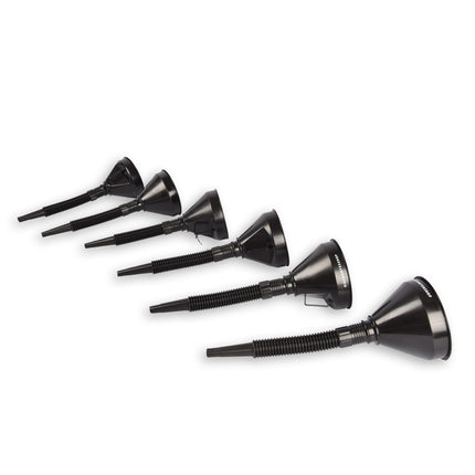 6x Zwarte Trechterset | 2-in-1 flexibel | met uitneembaar filter |  geschikt voor olie en brandstof | 17cm*14cm 