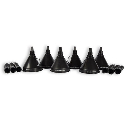 6x Zwarte Trechterset | 2-in-1 flexibel | met uitneembaar filter |  geschikt voor olie en brandstof | 17cm*14cm 