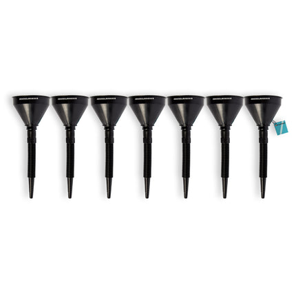 7x Zwarte Trechterset | 2-in-1 flexibel |  met uitneembaar filter | geschikt voor olie en brandstof | 17cm*14cm 