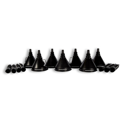 7x Zwarte Trechterset | 2-in-1 flexibel |  met uitneembaar filter | geschikt voor olie en brandstof | 17cm*14cm 