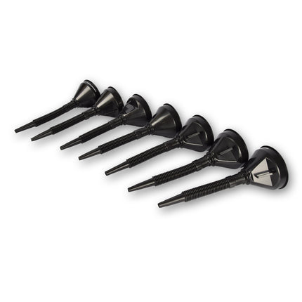 7x Zwarte Trechterset | 2-in-1 flexibel |  met uitneembaar filter | geschikt voor olie en brandstof | 17cm*14cm 