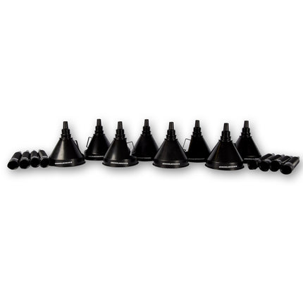 8x Zwarte Trechterset | 2-in-1 flexibel |met uitneembaar filter |  geschikt voor olie en brandstof | 17cm*14cm 