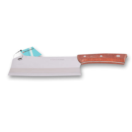 Stijlvol Koksmes van RVS met Houten Handvat - Perfect voor Keukengebruik - Afmetingen: 10x33.5 cm