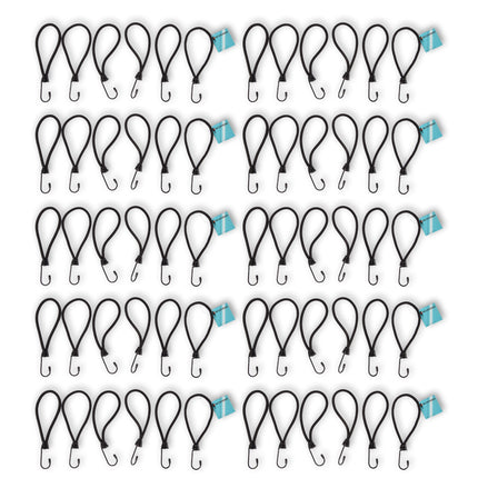 10 set x 6stuks | Mini | Snelbinder | Spanelastiek met haak | solide en stevig | zwart | Spinbinder | Sjorbanden | 20cm length