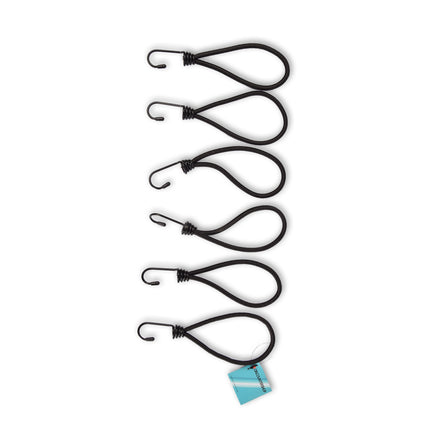 6 stuks | Mini Snelbinder | Spanelastiek met haak | solide en stevig | zwart | Spinbinder | Sjorbanden | 20cm length