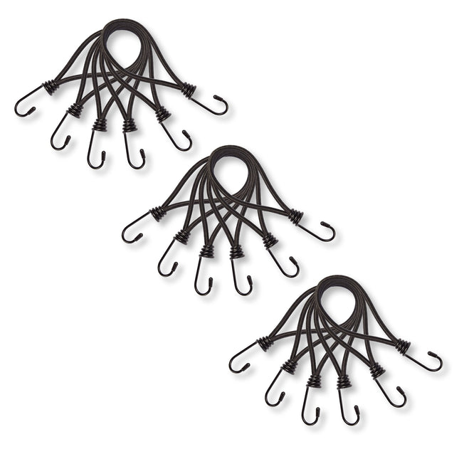 18 Stuks | Mini Snelbinder | Spanelastiek Met Haak | Solide En Stevig | Zwart | Spinbinder | Sjorbanden | 20Lm Length