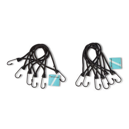 2 set x 6 stuks | Mini | Snelbinder | Spanelastiek met haak | solide en stevig | zwart | Spinbinder | Sjorbanden | 20cm length