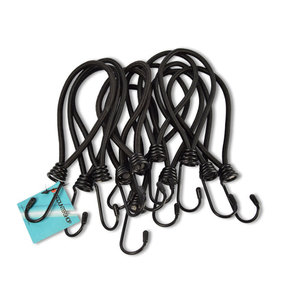 2 set x 6 stuks | Mini | Snelbinder | Spanelastiek met haak | solide en stevig | zwart | Spinbinder | Sjorbanden | 20cm length
