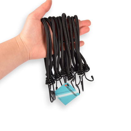 2 set x 6 stuks | Mini | Snelbinder | Spanelastiek met haak | solide en stevig | zwart | Spinbinder | Sjorbanden | 20cm length