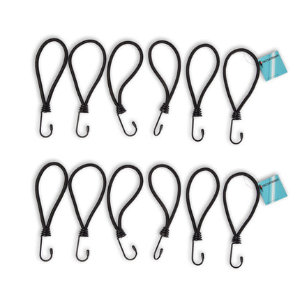 2 set x 6 stuks | Mini | Snelbinder | Spanelastiek met haak | solide en stevig | zwart | Spinbinder | Sjorbanden | 20cm length