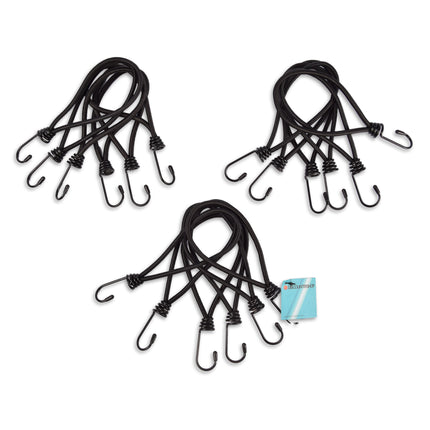 18 Stuks | Mini Snelbinder | Spanelastiek Met Haak | Solide En Stevig | Zwart | Spinbinder | Sjorbanden | 20Lm Length