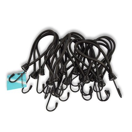 18 Stuks | Mini Snelbinder | Spanelastiek Met Haak | Solide En Stevig | Zwart | Spinbinder | Sjorbanden | 20Lm Length