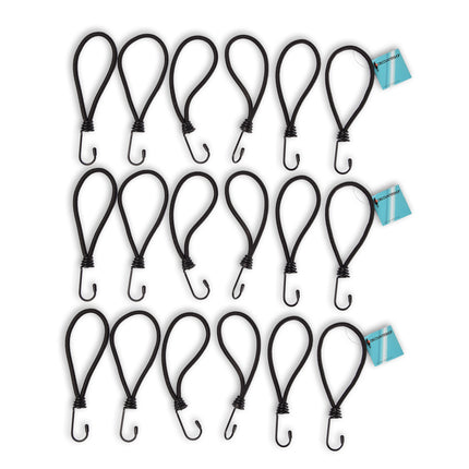 18 Stuks | Mini Snelbinder | Spanelastiek Met Haak | Solide En Stevig | Zwart | Spinbinder | Sjorbanden | 20Lm Length