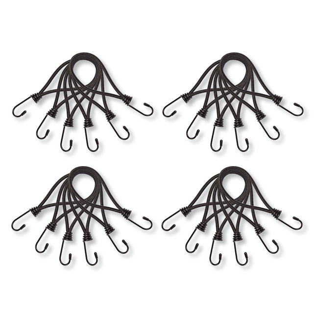 4 set x 6 stuks | Mini | Snelbinder | Spanelastiek met haak | solide en stevig | zwart | Spinbinder | Sjorbanden | 20cm length