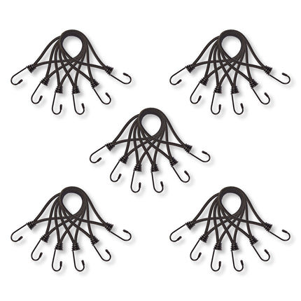 30 Stuks | Mini Snelbinder | Spanelastiek Met Haak | Solide En Stevig | Zwart | Spinbinder | Sjorbanden | 20Lm Length