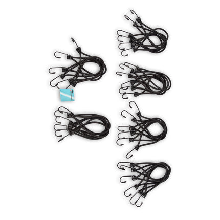 6 set x 6 stuks | Mini | Snelbinder | Spanelastiek met haak | solide en stevig | zwart | Spinbinder | Sjorbanden | 20cm length