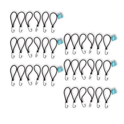 6 set x 6 stuks | Mini | Snelbinder | Spanelastiek met haak | solide en stevig | zwart | Spinbinder | Sjorbanden | 20cm length