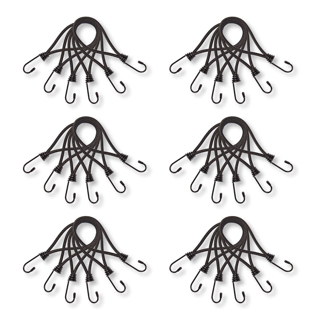 6 set x 6 stuks | Mini | Snelbinder | Spanelastiek met haak | solide en stevig | zwart | Spinbinder | Sjorbanden | 20cm length