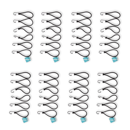 8 set x  6 stuks | Mini | Snelbinder | Spanelastiek met haak | solide en stevig | zwart | Spinbinder | Sjorbanden | 20cm length
