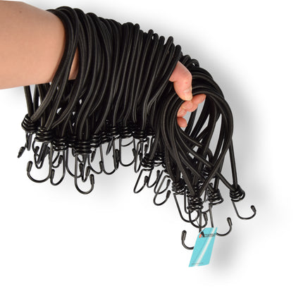 9 Sets | Mini Snelbinder | Spanelastiek Met Haak | Solide En Stevig | Zwart | Spinbinder | Sjorbanden | 20cm Length