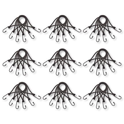 9 Sets | Mini Snelbinder | Spanelastiek Met Haak | Solide En Stevig | Zwart | Spinbinder | Sjorbanden | 20cm Length