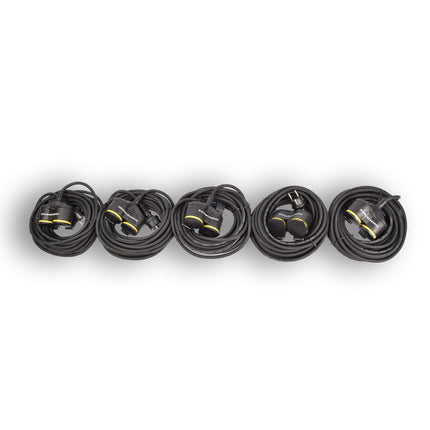 5x Verlengsnoer Neopreen Rubber voor buiten - 10 meter - met 2 Plug connection - Cable - 3G1.5MM²  - 1,5 cm dikte - 230 V