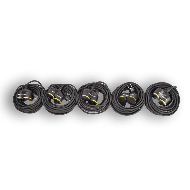 5x Verlengsnoer Neopreen Rubber voor buiten - 10 meter - met 2 Plug connection - Cable - 3G1.5MM²  - 1,5 cm dikte - 230 V