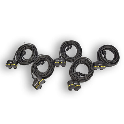 5x Verlengsnoer Neopreen Rubber voor buiten - 10 meter - met 2 Plug connection - Cable - 3G1.5MM²  - 1,5 cm dikte - 230 V