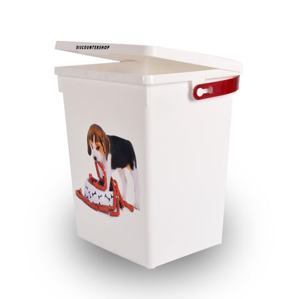 Hondenvoer Opbergbox | Wit | 23.5cm x 19cm x 22cm | Voercontainer hond | 4 Liter | Luchtdicht