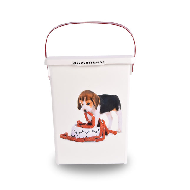 Hondenvoer Opbergbox | Wit | 23.5cm x 19cm x 22cm | Voercontainer hond | 4 Liter | Luchtdicht