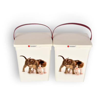 2 stuks | Voerbak kat | Katten voercontainer | 4 liter | kunststof | Voedselcontainer | 16.5cm*26.5cm*13.5cm