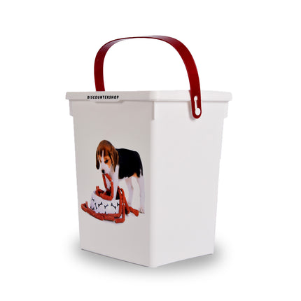 Hondenvoer Opbergbox | Wit | 23.5cm x 19cm x 22cm | Voercontainer hond | 4 Liter | Luchtdicht