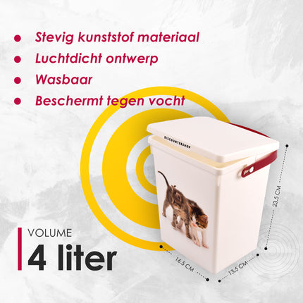 Voerbak kat | Katten voercontainer | 4 liter | kunststof | Voedselcontainer | 16.5cm*26.5cm*13.5cm