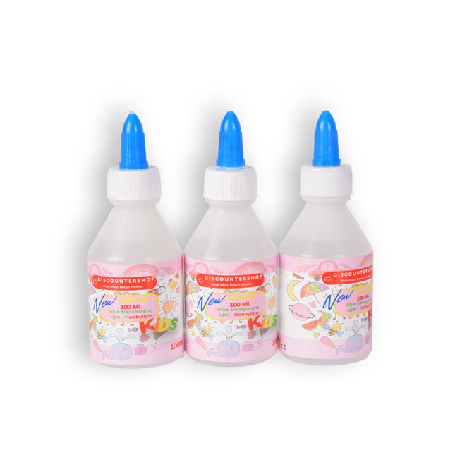 3 x 100ml Superieure Transparante Knutsellijm - Krachtig en Geschikt voor Alle Leeftijden - Ideaal voor School 
