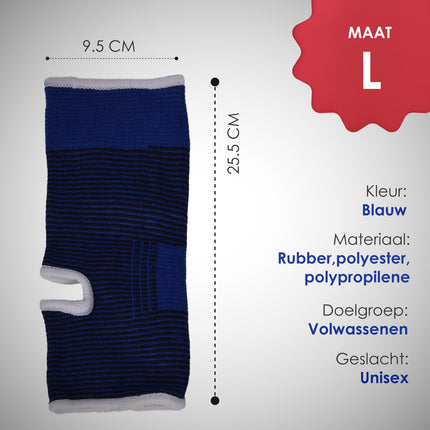 Ontspannende Enkelbrace voor Hardlopen en Basketbal - Elastiek | Blauw | Maat L | 45gm | 9cm x 25cm
