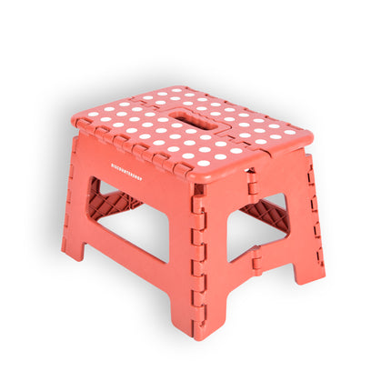 Compact Opvouwbaar Opstapkrukje - Antislip Rood Design - Draagkracht tot 100kg - Handig Formaat 29cm x 22cm x 22cm